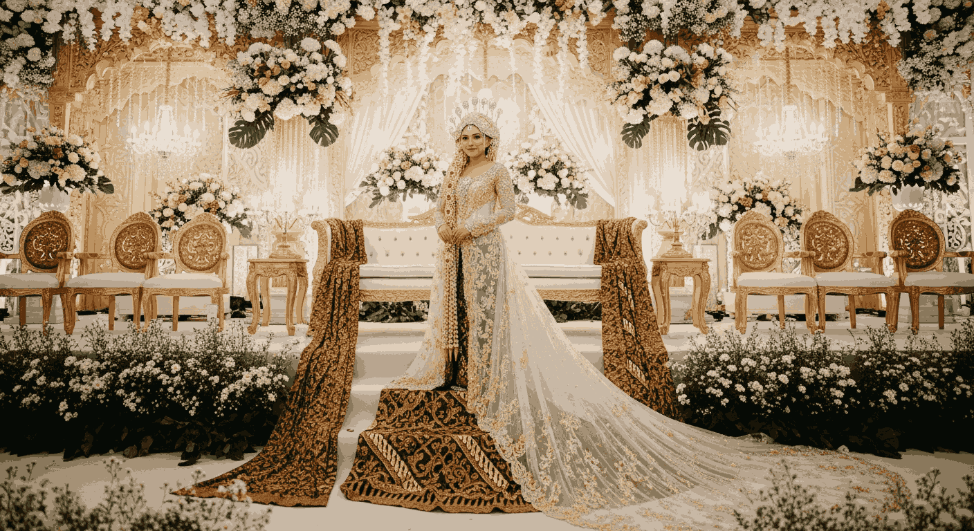 Dekorasi Gaun dan Pelaminan Serasi Dekorasi Gaun dan Pelaminan Serasi