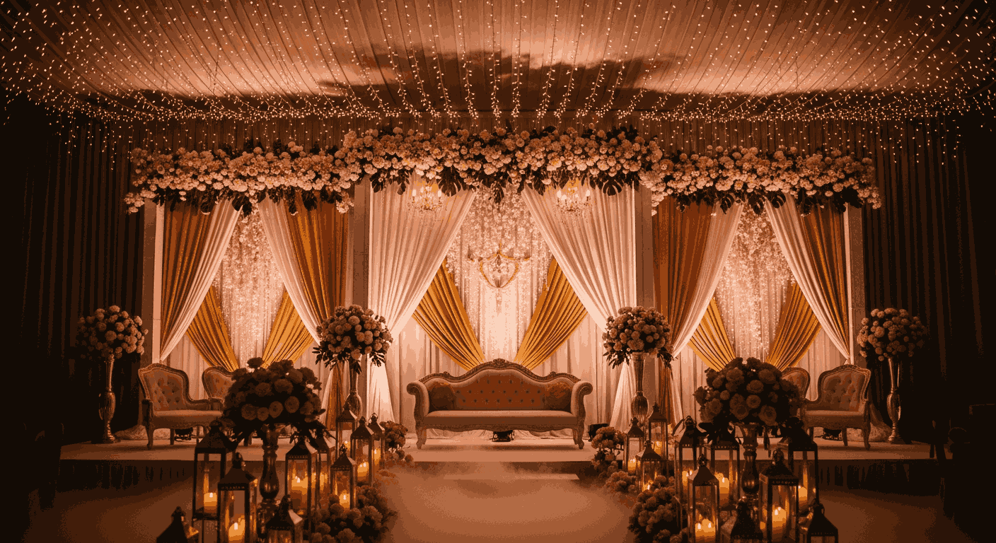 Konsep Lighting Romantis di Pelaminan Konsep Lighting Romantis di Pelaminan